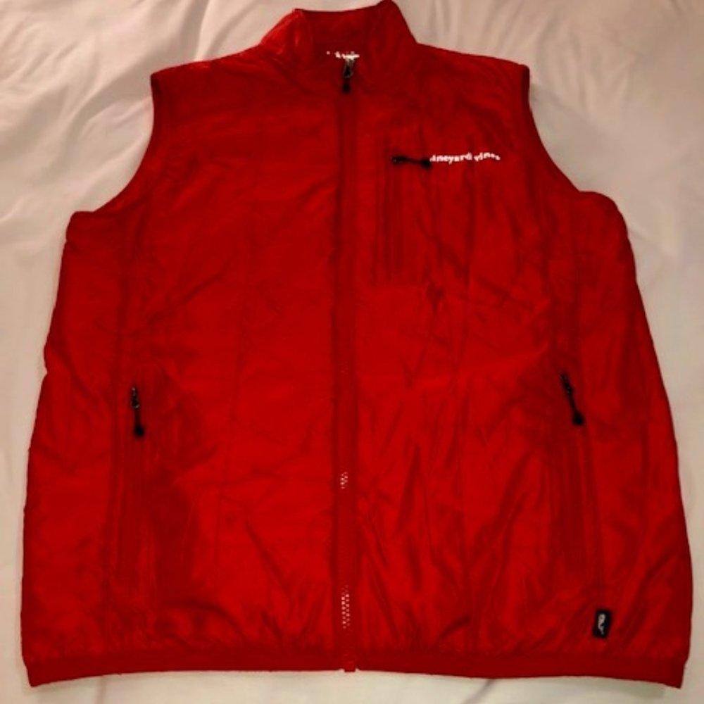 Vineyard Vines Red Polyester Puffer Vest Size Meduim